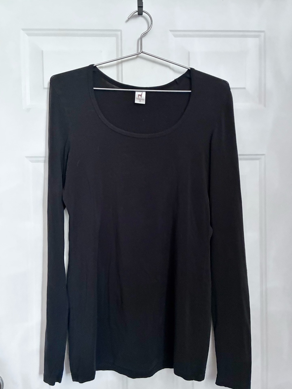 Peruvian Connection Black Pima Cotton Long Sleeve Tee Top Size Medium